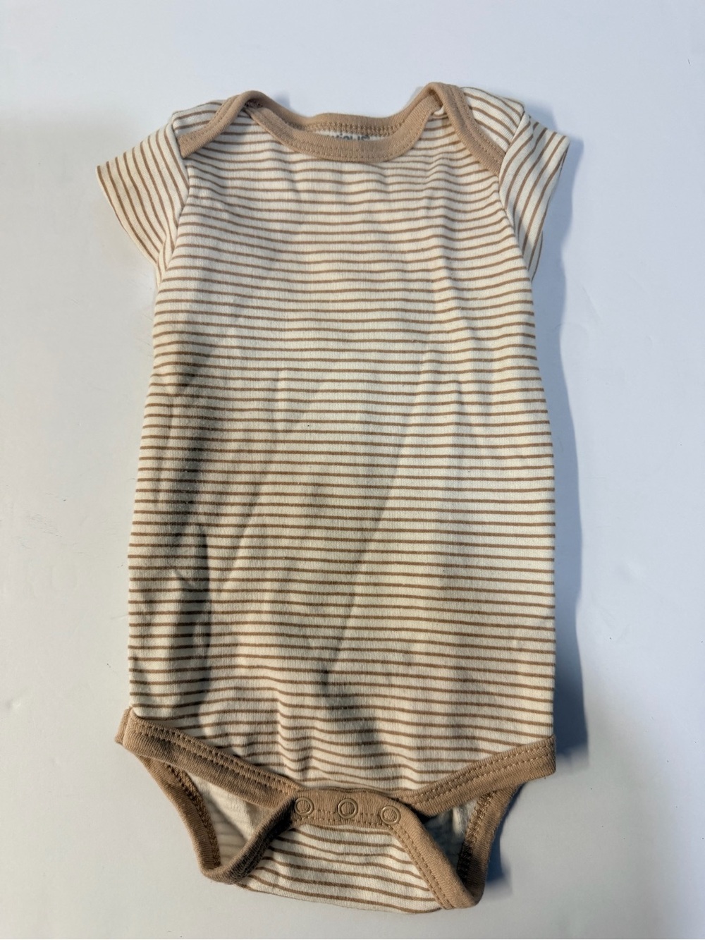 Cream and Tan Striped Baby One-Piece Bodysuit